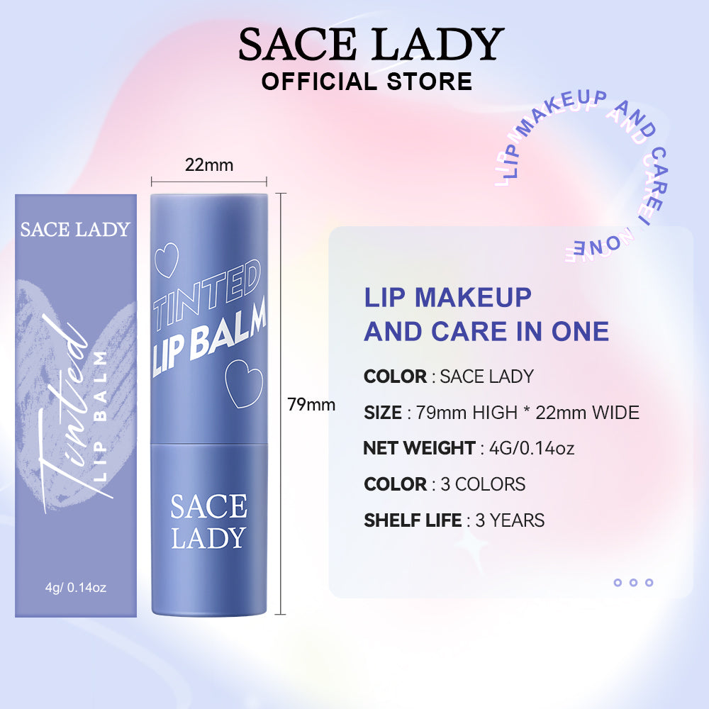 SACE LADY 3 Colors Moisturized Tinted Lip Balm Set   3PCS*0.14OZ