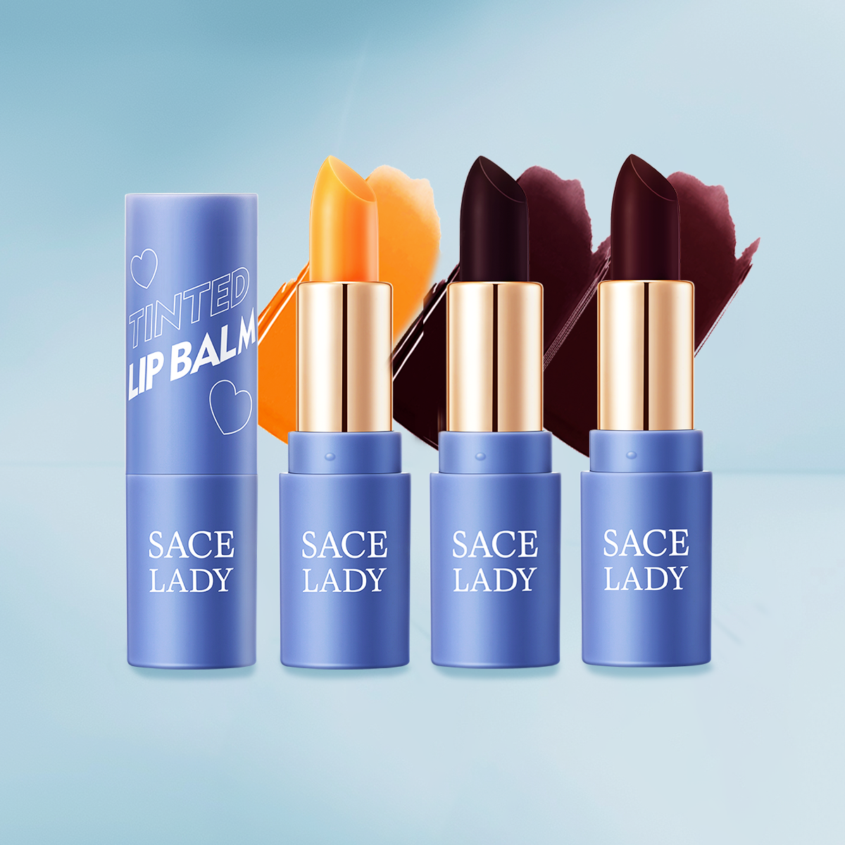 SACE LADY 3 Colors Moisturized Tinted Lip Balm Set   3PCS*0.14OZ