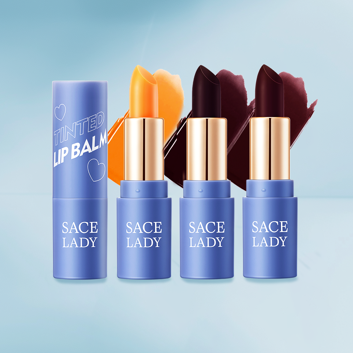 SACE LADY 3 Colors Moisturized Tinted Lip Balm Set 3PCS*0.14OZ