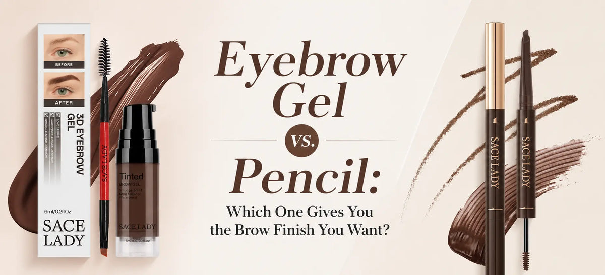 SACE LADY eyebrow gel and pencil compared for different brow finishes