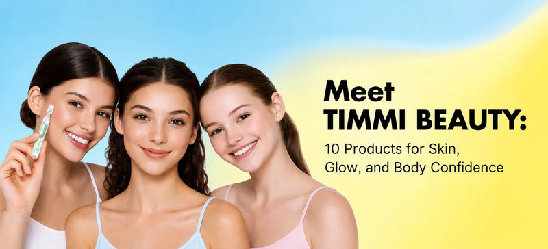 Three models introduce the TIMMI BEAUTY 10-product skin, glow and body care collection