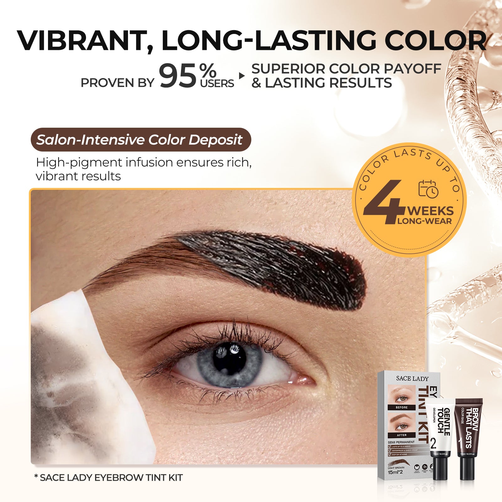 SACE LADY Waterproof Sweat-proof Eyebrow Tint Kit Semi Permanent Brow Tint for Women, Long Last Effect Up to 4 weeks