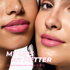 Two models wearing SACE LADY tinted lip balm with glossy pink lips