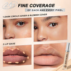 SACE LADY 24HR Full Coverage Concealer before-and-after demonstrations on under-eyes and lips