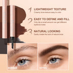 SACE LADY eyebrow cream pen and brown swatch with a before-and-after brow comparison
