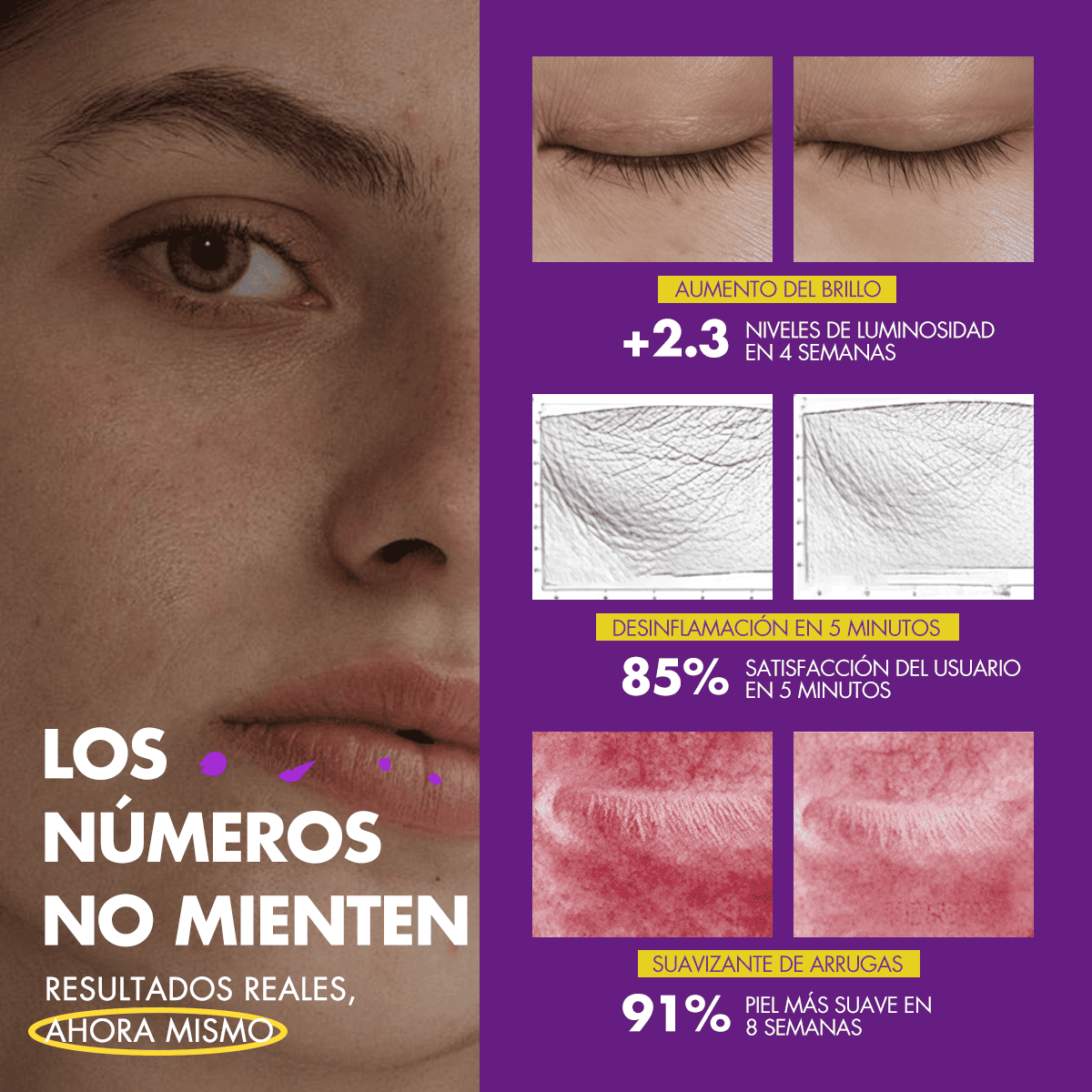 Before-and-after eye area results graphic for TIMMI Beauty Gua Sha Eye Serum
