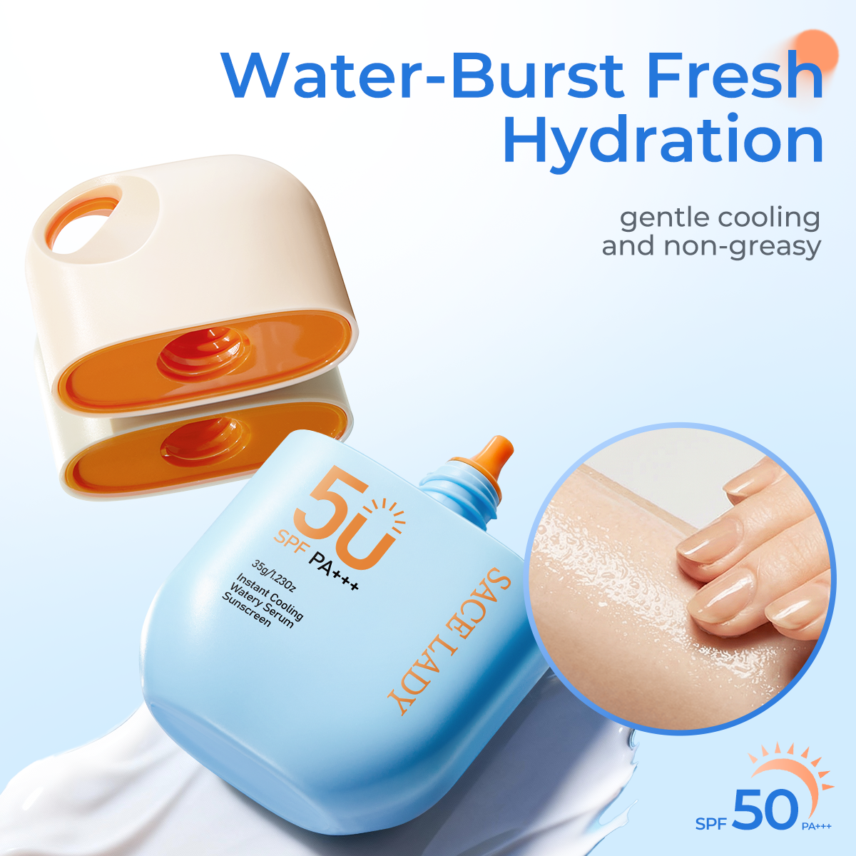 Instant Cooling Watery Serum Sunscreen | SPF 50 PA+++, Cooling Effect