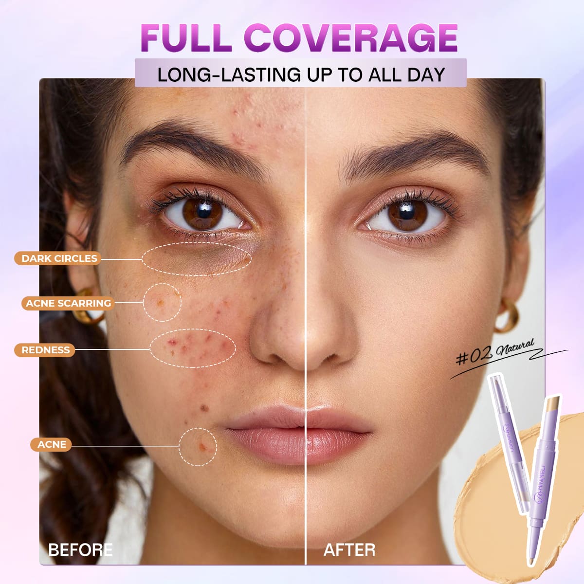 Always-on Full Coverage Concealer | Waterproof, Long-lasting, Acne Safe
