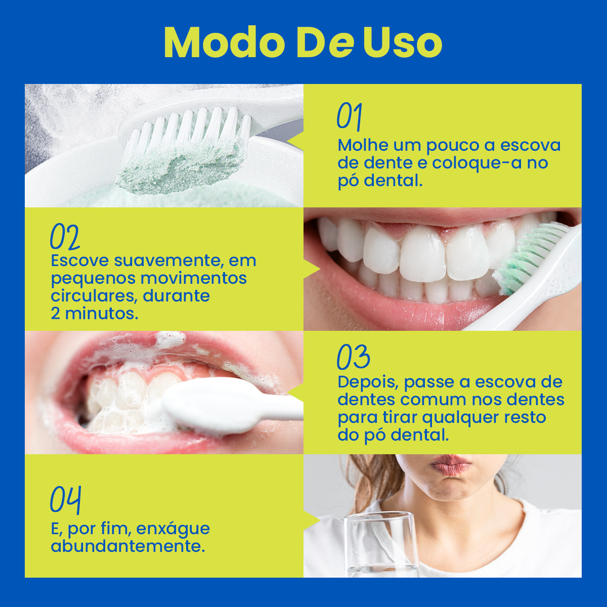 Hot Sale Pó clareador dental Freshmile Sabor menta Contém Hidroxiapatita in Brazil