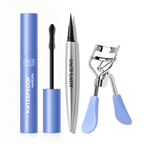 SACE LADY eye makeup set with blue mascara, silver eyeliner pen and blue-handled eyelash curler