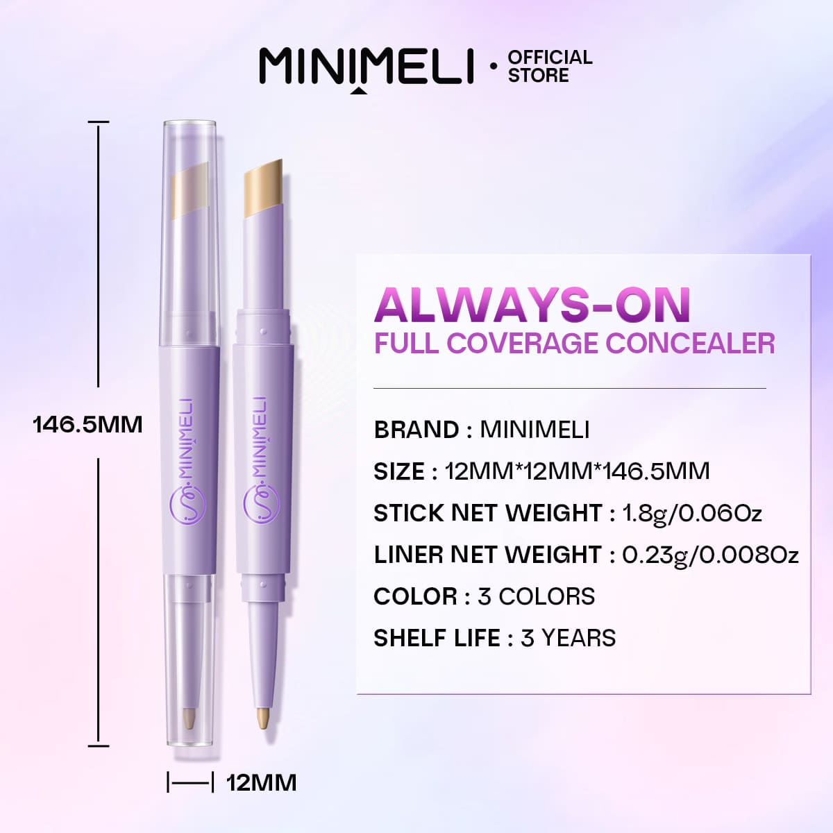 Always-on Full Coverage Concealer | Waterproof, Long-lasting, Acne Safe