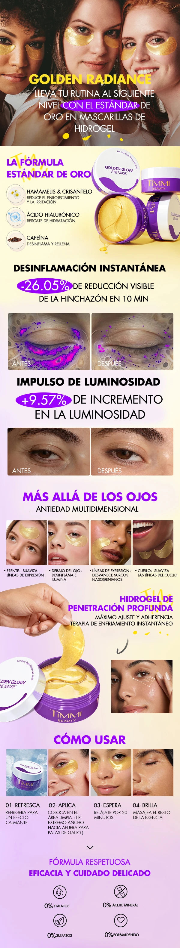 Parches Dorados Iluminadores para Ojos A+ Image