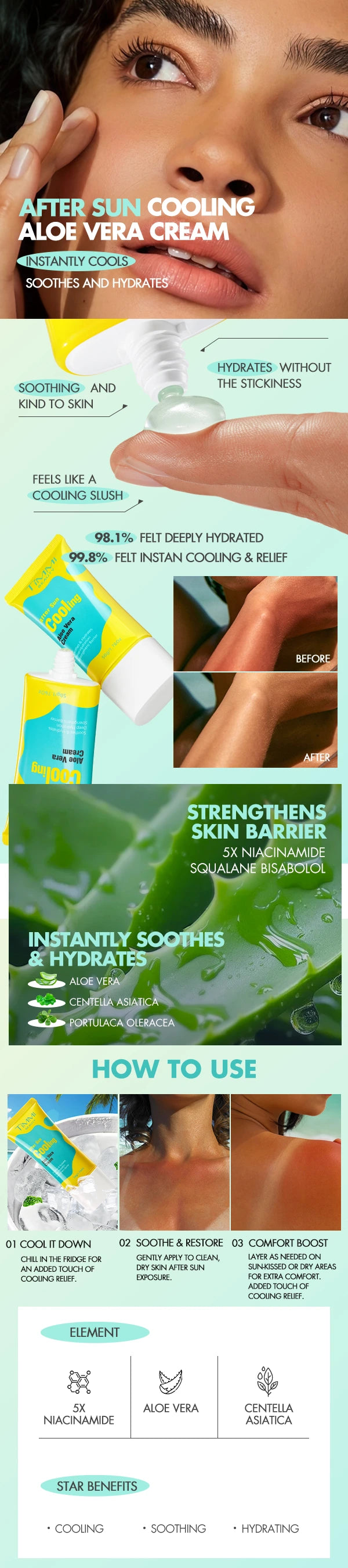 AFTER SUN COOLING ALOE VERA CREAM | Soothes & Hydrates, Barrier-Strengthening A+ Image