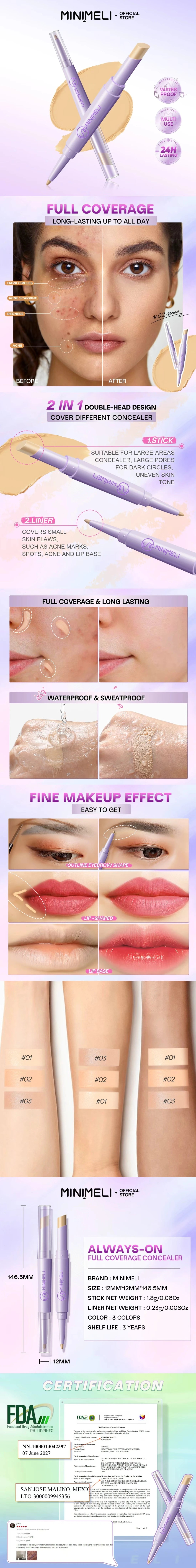 Always-on Full Coverage Concealer | Waterproof, Long-lasting, Acne Safe A+ Image