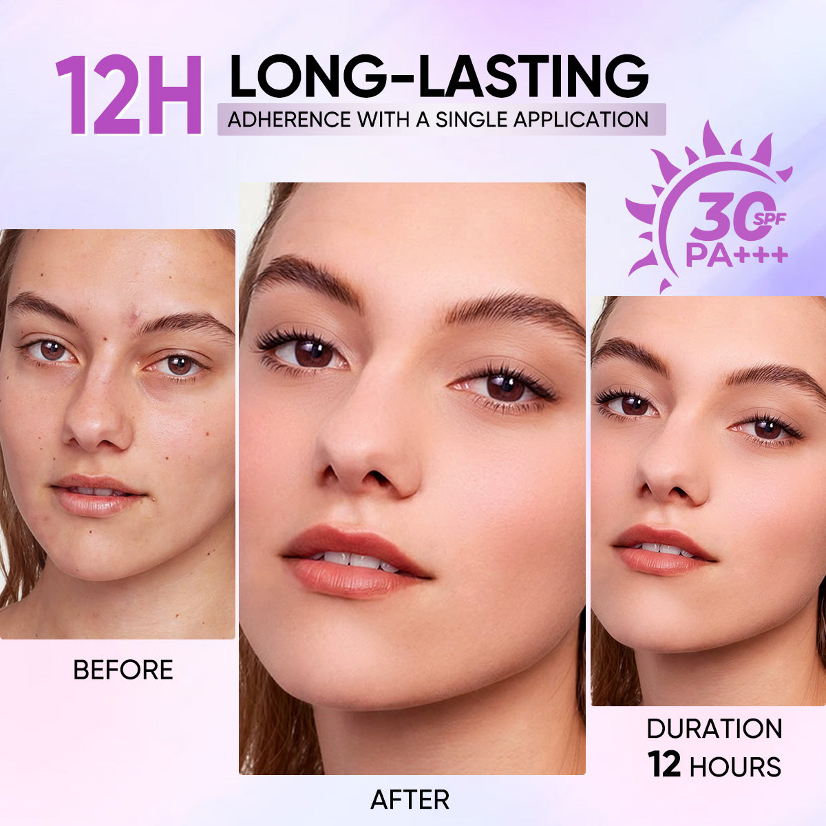MINIMELI Long Lasting Creamy Foundation SPF 30 - 12 Hour Wear Before and After Comparison