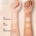 SACE LADY concealer shades Light Natural, Natural and Warm Natural swatched on two skin tones