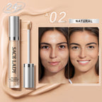 SACE LADY concealer in 02 Natural with a before-and-after face comparison