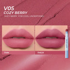Sace Lady Air Cushion Lip and Cheek Shade V05 Cozy Berry - Thin and Thick Lip Swatch Comparison