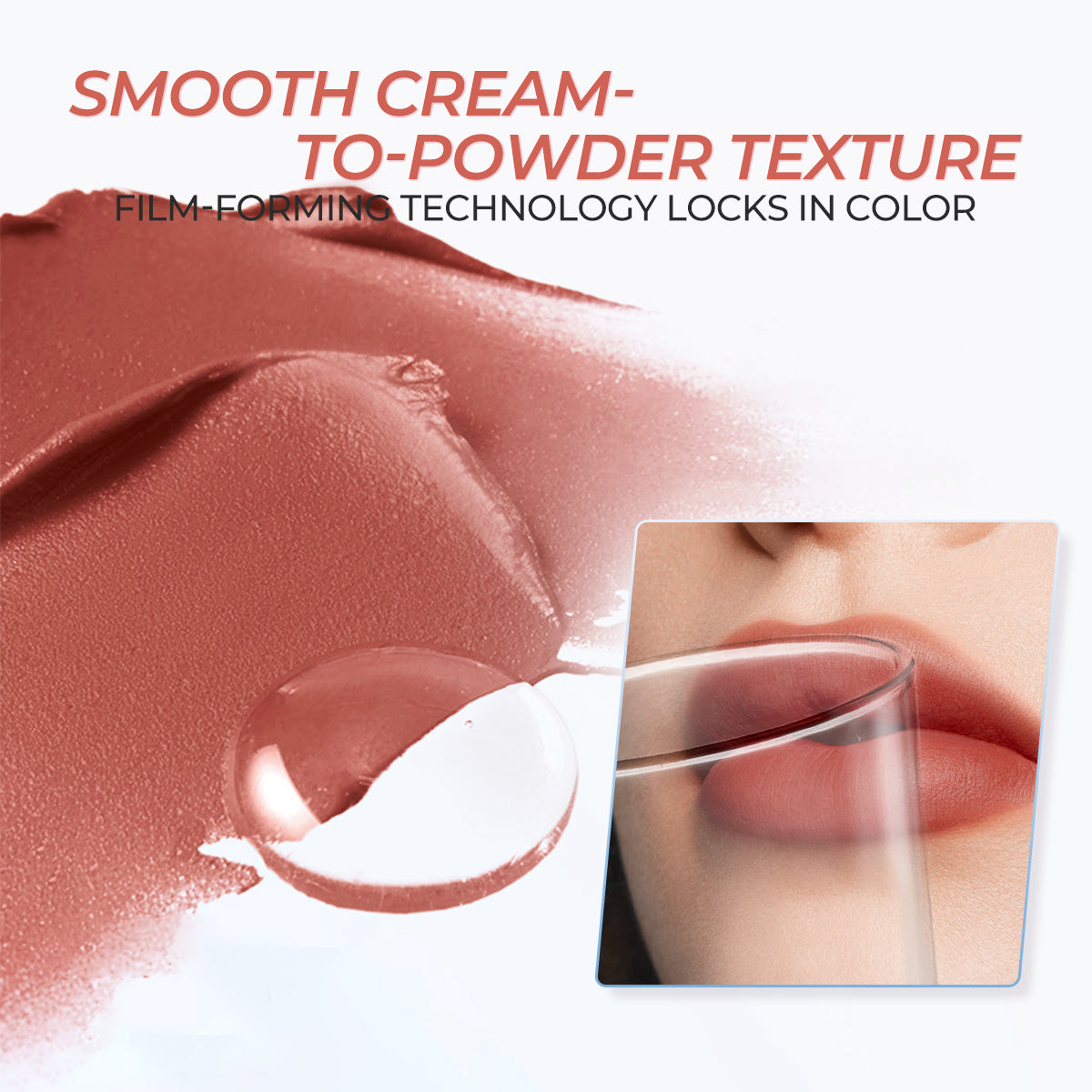 Sace Lady Lip and Cheek Tint - Cream to Powder Texture Swatch with Transfer Proof Glass Test