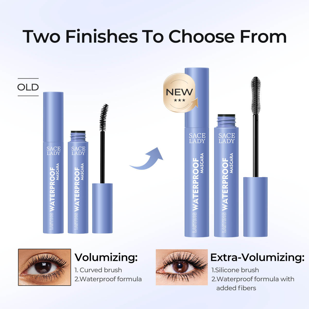 Sace Lady Lasting Waterproof Mascara Old vs New Upgrade - Volumizing and Extra Volumizing Finishes