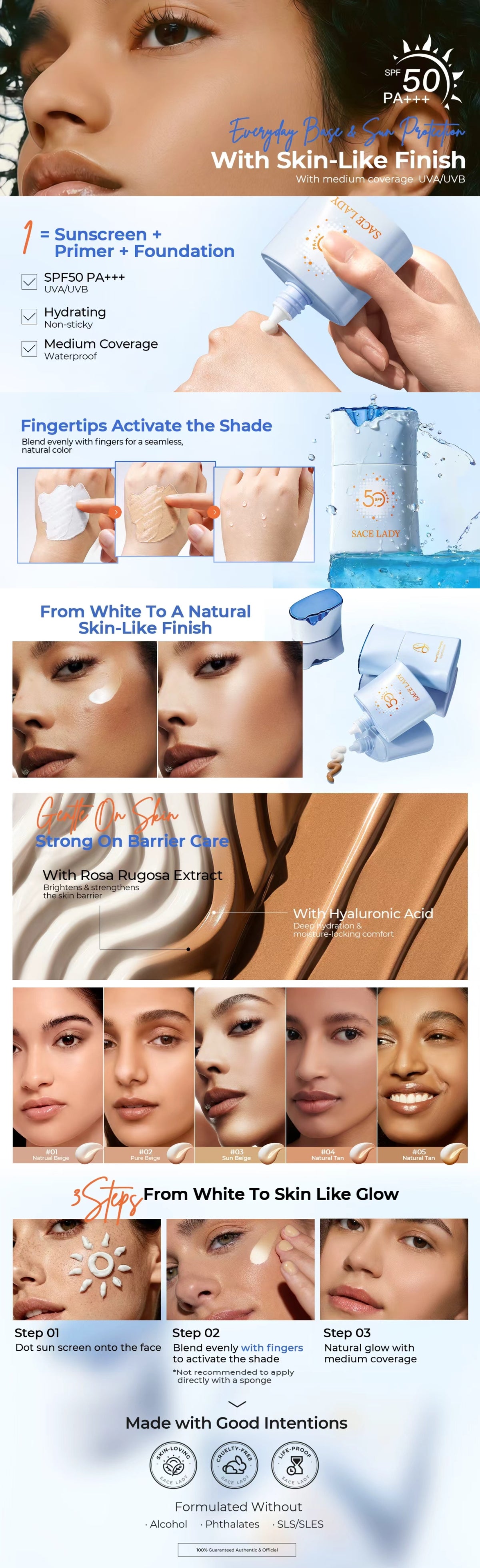 Smart Color-Changing Tinted Sunscreen | SPF 50 PA+++, Waterproof & Long-Lasting A+ Image