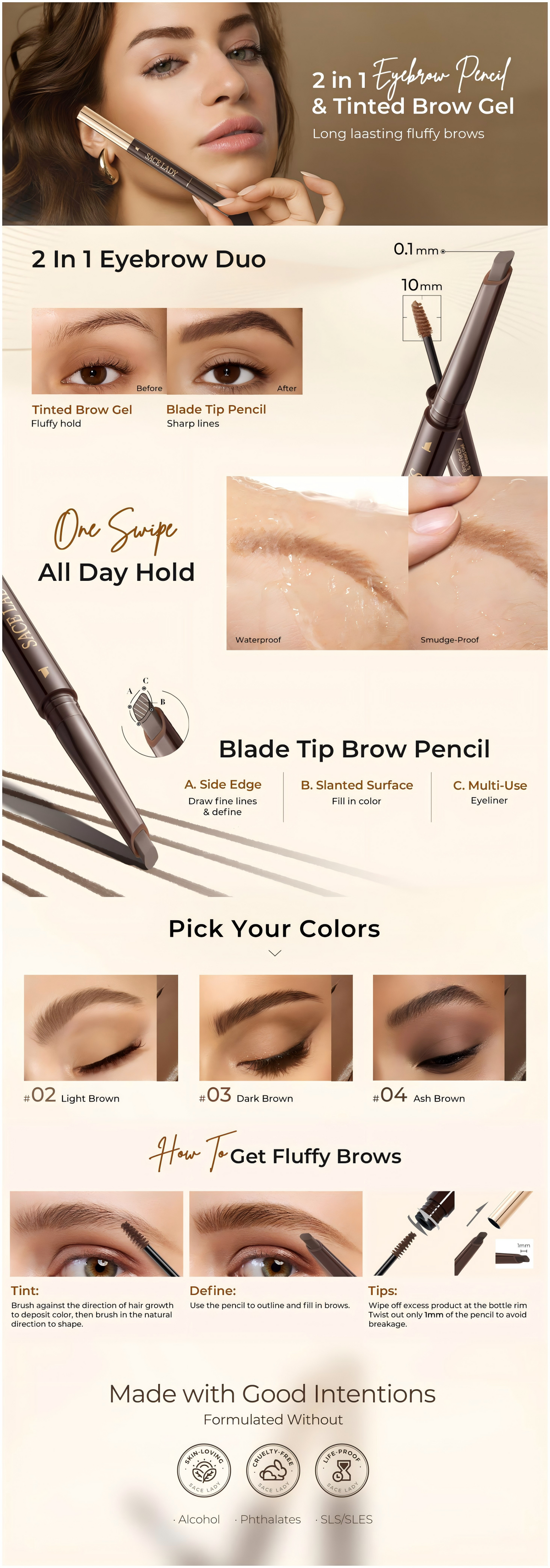 2 In 1 Eyebrow Pencil & Tinted Gel A+ Image