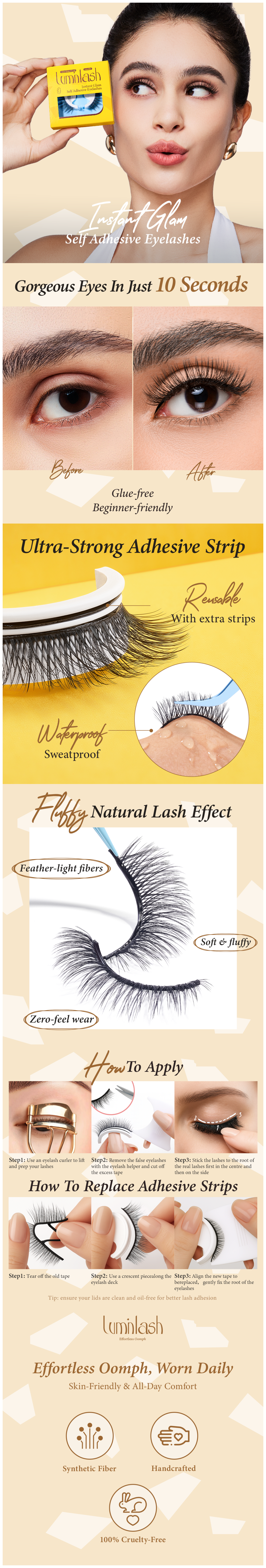 Instant Glam Self Adhesive Eyelashes A+ Image