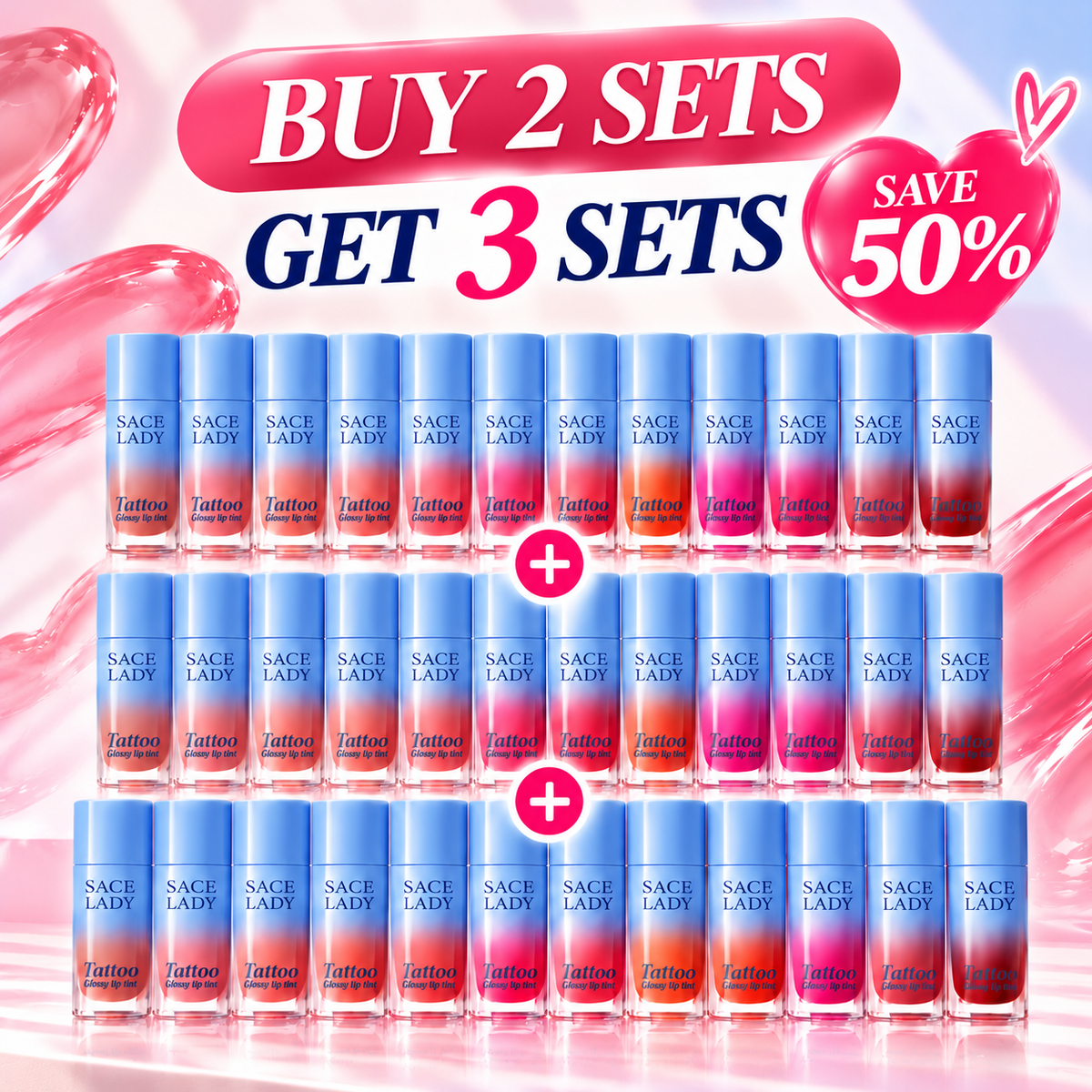 12-Color Tattoo Glossy Lip Tint Set – Long-Lasting & No-Transfer