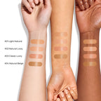 Four SACE LADY BB cushion shades swatched on light, medium and deep skin tones