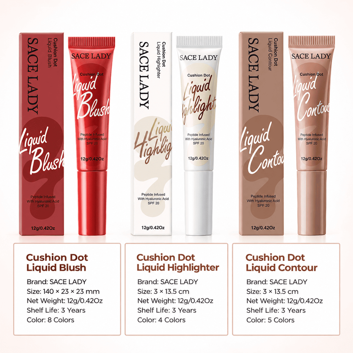 CUSHION DOT LIQUID BLUSH&CONTOUR&HIGHLIGHTER SET