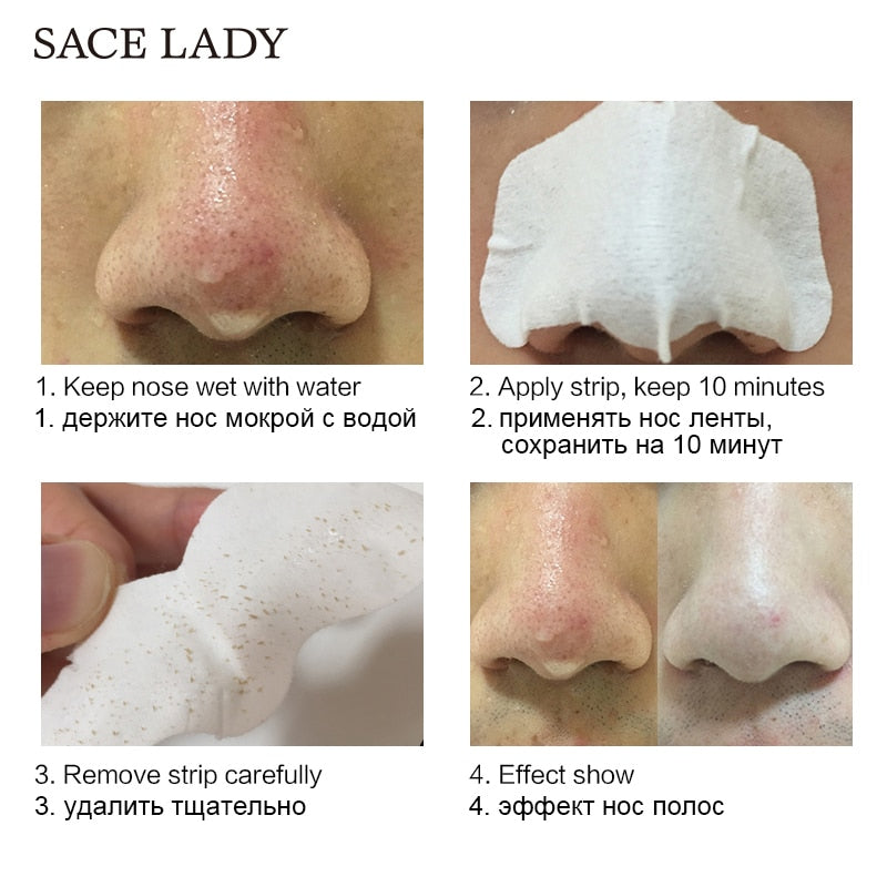 SACE LADY Nose Strips Deep Cleansing Blackhead Remover Nasal Spot Facial Dot Sticker Sheet Nose Mask Shill For Acne Black Head